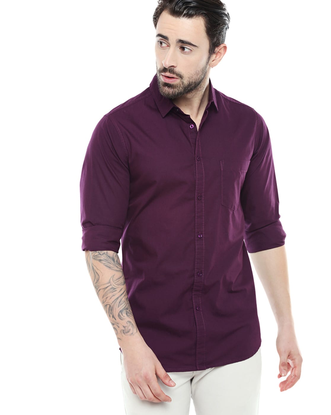 Cotton Solid Full Sleeves Regular Fit Casual Shirt