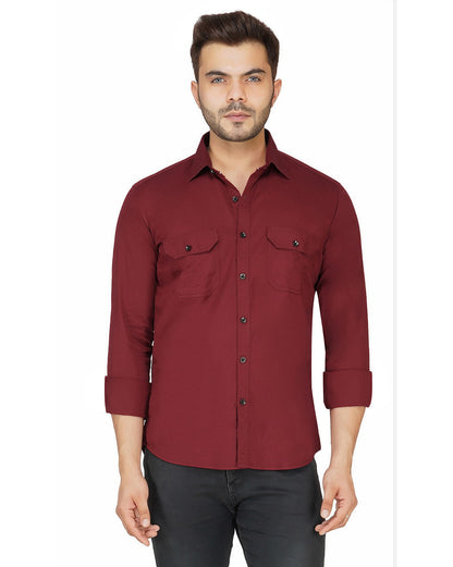 Cotton Solid Full Sleeves Mens Casual Shirt