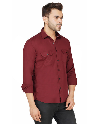 Cotton Solid Full Sleeves Mens Casual Shirt