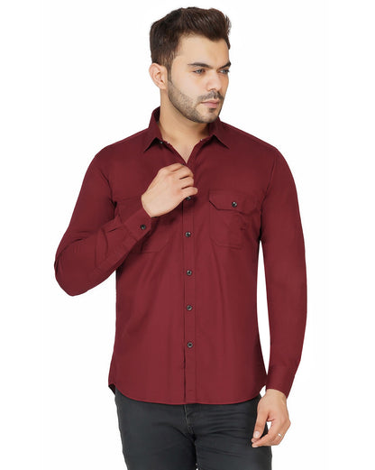 Cotton Solid Full Sleeves Mens Casual Shirt