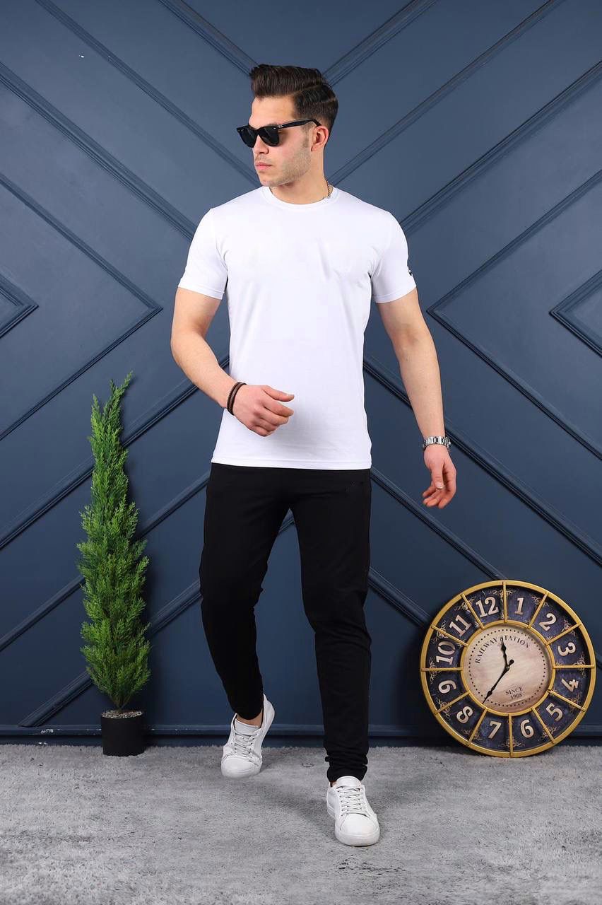 Black and White Men Track Pants And T-Shirt Combo