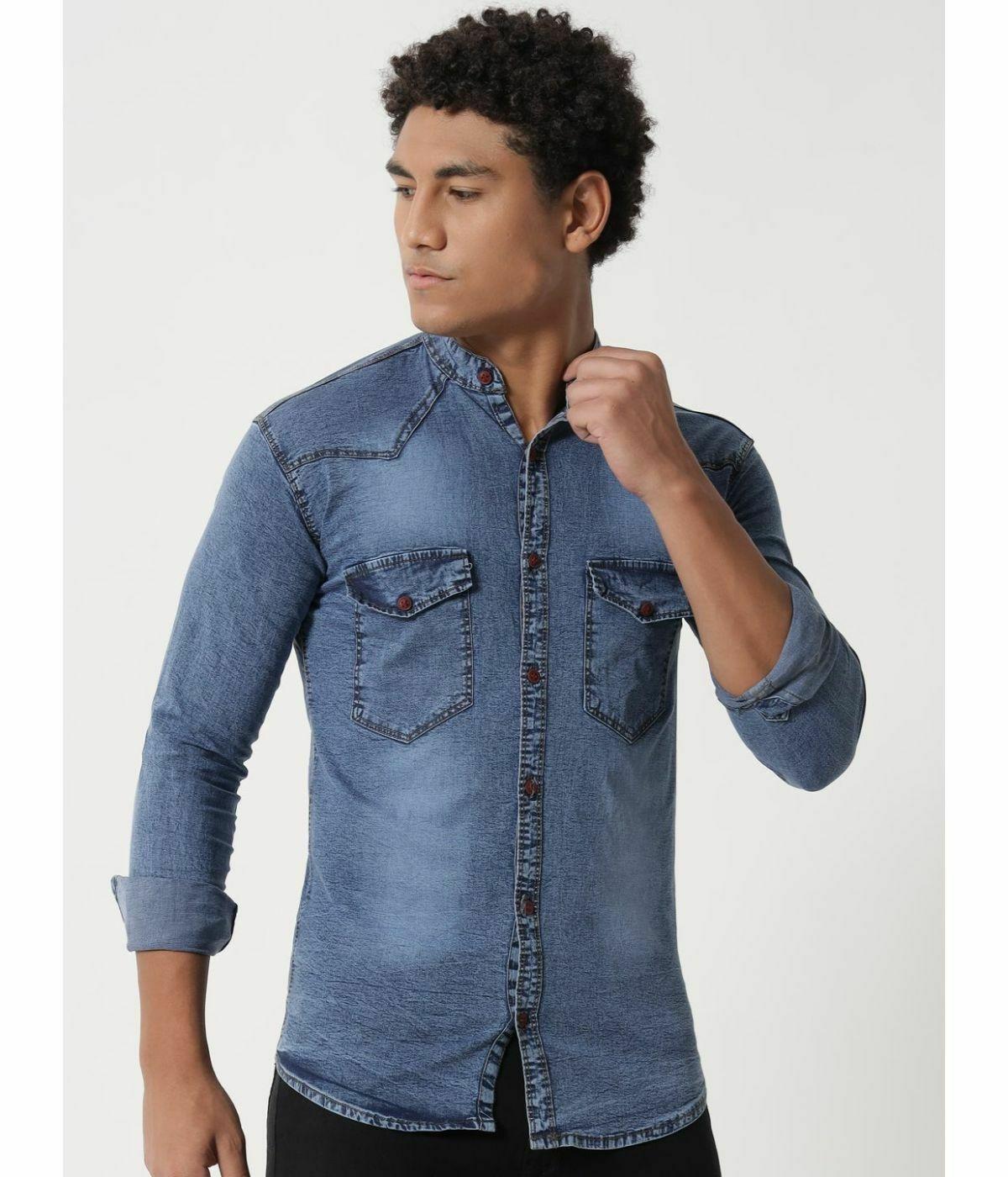ASOS DESIGN skinny fit western denim shirt in light wash blue | ASOS