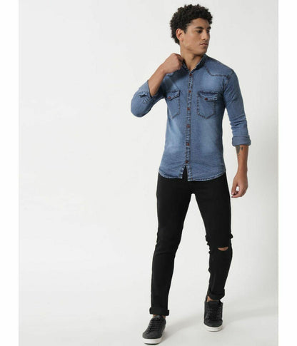 Fancy Denim Shirt For Men